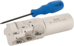 Iscar - 1-1/2" Cut Diam, 2.06" Max Depth of Cut, 1-1/4" Shank Diam, 5" OAL, Indexable Square Shoulder End Mill - AP.T 1003.. Inserts, Weldon Shank, 90° Lead Angle, Series Helimill - Americas Industrial Supply