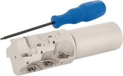 Iscar - 1-1/2" Cut Diam, 2.2" Max Depth of Cut, 1-1/4" Shank Diam, 5" OAL, Indexable Square Shoulder End Mill - AP.T 1003.. Inserts, Weldon Shank, 90° Lead Angle, Series Helimill - Americas Industrial Supply