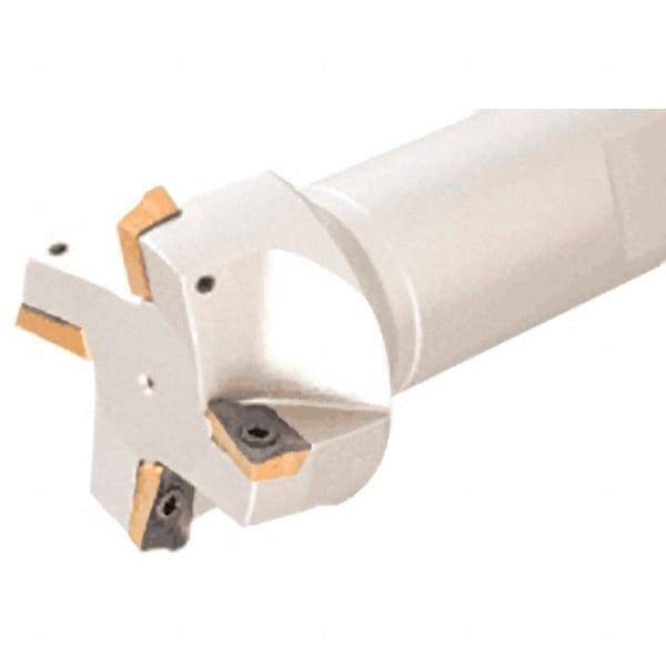 Iscar - 75° Lead Angle, 1-1/4" Cut Diam, 0.15" Max Depth of Cut, Indexable Chamfer and Angle End Mill - 3 Inserts, AP.., HM90 AP.T Insert Style, 3-3/4" Overall Length, Straight Shank - Americas Industrial Supply