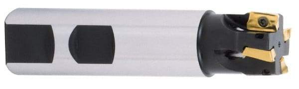 Iscar - 1-1/2" Cut Diam, 0.56" Max Depth of Cut, 1-1/4" Shank Diam, 4-1/2" OAL, Indexable Square Shoulder End Mill - ADCT/ADCR/ADKR/ADKT/ADMT/HM90ADCT/HM90ADKT/HM90ADKW 1505 Inserts, Weldon Shank, 90° Lead Angle, Series Heli2000 - Americas Industrial Supply