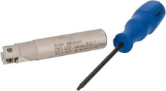 Iscar - 5/8" Cut Diam, 0.394" Max Depth of Cut, 5/8" Shank Diam, 3-1/4" OAL, Indexable Square Shoulder End Mill - AP..1003.., HM90 AP..1003.. Inserts, Weldon Shank, 90° Lead Angle, Through Coolant, Series Heli2000 - Americas Industrial Supply