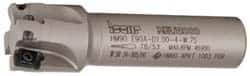 Iscar - 1" Cut Diam, 0.394" Max Depth of Cut, 3/4" Shank Diam, 3.38" OAL, Indexable Square Shoulder End Mill - AP..1003.., HM90 AP..1003.. Inserts, Weldon Shank, 90° Lead Angle, Series Heli2000 - Americas Industrial Supply