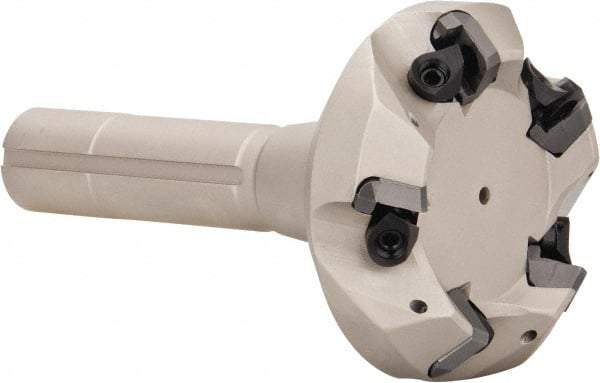 Iscar - 45° Lead Angle, 81.2mm Max Cut Diam, 63mm Min Cut Diam, 6.5mm Max Depth of Cut, Indexable Chamfer and Angle End Mill - 5 Inserts, SE.N/R 12.. Insert Style, 140mm Overall Length, Taper Shank - Americas Industrial Supply