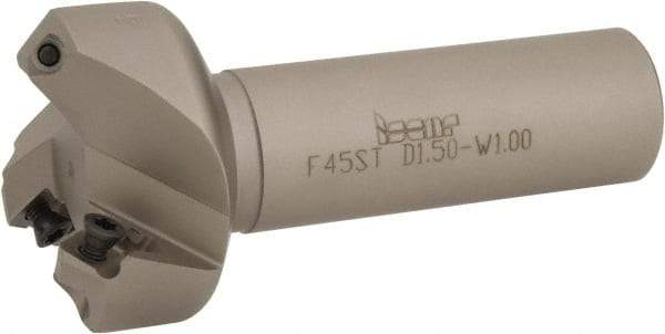 Iscar - 45° Lead Angle, 2" Max Cut Diam, 1-1/2" Min Cut Diam, 0.26" Max Depth of Cut, Indexable Chamfer and Angle End Mill - 3 Inserts, SE.. 1204, SE.. 12T3.. Insert Style, 4" Overall Length, Straight Shank - Americas Industrial Supply