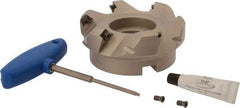 Iscar - 4" Cut Diam, 1-1/2" Arbor Hole, 0.26" Max Depth of Cut, 45° Indexable Chamfer & Angle Face Mill - 6 Inserts, SEK/MT 12... Insert, Right Hand Cut, 6 Flutes, Series F45ST - Americas Industrial Supply