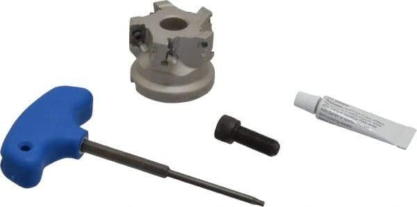 Iscar - 5 Inserts, 2" Cut Diam, 3/4" Arbor Diam, 0.56" Max Depth of Cut, Indexable Square-Shoulder Face Mill - 0/90° Lead Angle, 1.57" High, AD..1505.. & HM90 AD..1505.. Insert Compatibility, Series HM90 - Americas Industrial Supply