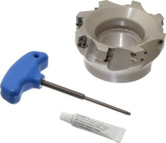 Iscar - 8 Inserts, 4" Cut Diam, 1-1/2" Arbor Diam, 0.56" Max Depth of Cut, Indexable Square-Shoulder Face Mill - 0/90° Lead Angle, 2" High, AD..1505.. & HM90 AD..1505.. Insert Compatibility, Series HM90 - Americas Industrial Supply