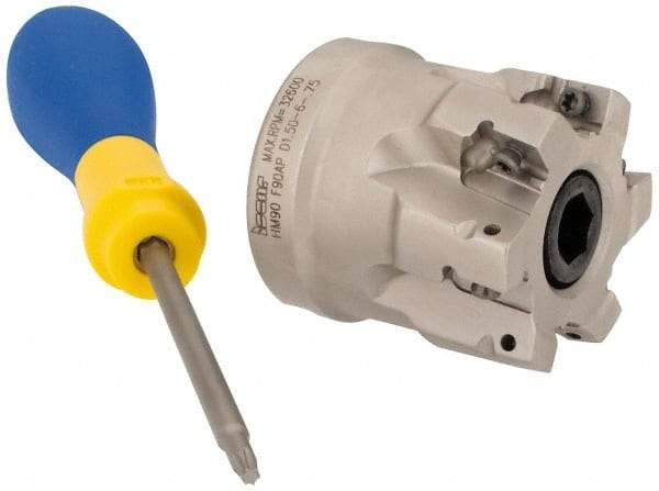 Iscar - 6 Inserts, 1-1/2" Cut Diam, 3/4" Arbor Diam, 0.39" Max Depth of Cut, Indexable Square-Shoulder Face Mill - 0/90° Lead Angle, 1.57" High, AP..1003.. & HM90 AP..1003.. Insert Compatibility, Series HM90 - Americas Industrial Supply
