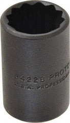 Proto - 11/16", 1/2" Drive, Standard Hand Socket - 12 Points, 1-1/2" OAL, Alloy Steel, Black Finish - Americas Industrial Supply