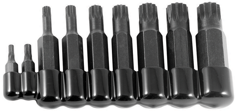 9 Piece - 4 and 5mm Bit have 5/16" Hex Drive - 6; 8; 10 and 12mm Bit have 1/2" Hex Drive - 14 and 16mm Bit have 5/8" Hex Drive - 18mm Bit has a 3/4" Hex Drive - 12 Point - Triple Square Bit Set - Americas Industrial Supply