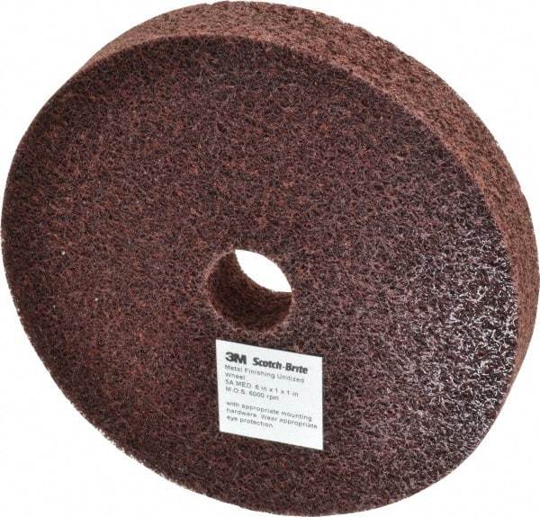 3M - 6" Diam, 1" Face Width, 1" Center Hole, Medium Grade, Aluminum Oxide Deburring Wheel - Unitized, Medium Density 5 Grade, 6,000 RPM - Americas Industrial Supply