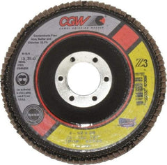 Camel Grinding Wheels - 120 Grit, 4-1/2" Disc Diam, 7/8" Center Hole, Type 27 Zirconia Alumina Flap Disc - 13,300 Max RPM, Poly Cotton Backing, Arbor Attaching System, Coated - Americas Industrial Supply