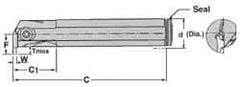 Iscar - TGI, Internal, Left Hand, 0.33" Max Depth of Cut, 0.157 to 0.197" Groove Width, Indexable Grooving Tool Holder - TGMF Insert Compatibility, 1" Shank Width, 7.85" OAL, Through Coolant - Americas Industrial Supply