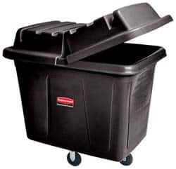 Rubbermaid - 300 Lb Load Capacity, 8 Cu Ft, Polyethylene Cube Truck - 26" Wide x 38" Long x 28-1/8" High, Black - Americas Industrial Supply