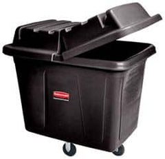 Rubbermaid - 400 Lb Load Capacity, 14 Cu Ft, Polyethylene Cube Truck - 31" Wide x 44-1/8" Long x 32-1/2" High, Black - Americas Industrial Supply