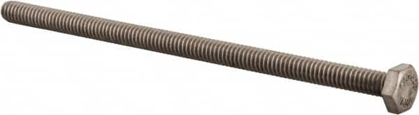 Value Collection - 1/4-20 UNC, 5" Length Under Head Hex Head Cap Screw - Fully Threaded, Grade 316 Stainless Steel, Uncoated, 7/16" Hex - Americas Industrial Supply
