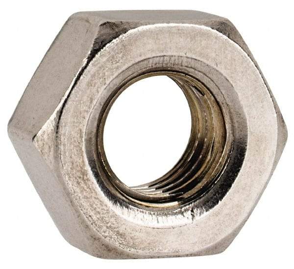 Value Collection - 1/4-28 UNF Stainless Steel Right Hand Hex Nut - 7/16" Across Flats, 3/16" High, Uncoated - Americas Industrial Supply