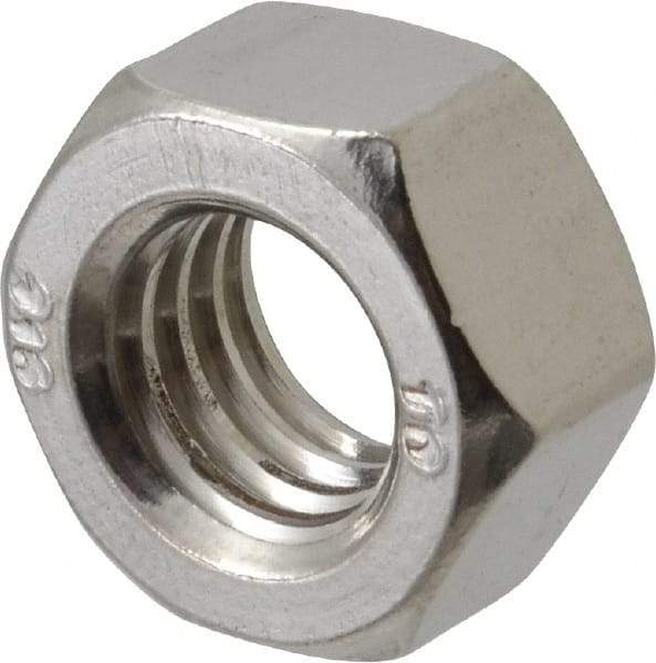 Value Collection - 7/16-14 UNC Stainless Steel Right Hand Hex Nut - 11/16" Across Flats, 3/8" High, Uncoated - Americas Industrial Supply