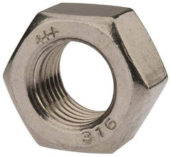 Value Collection - 7/16-20 UNF Stainless Steel Right Hand Hex Nut - 11/16" Across Flats, 3/8" High, Uncoated - Americas Industrial Supply