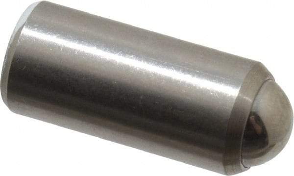 Gibraltar - 11/16" Body Length x 5/16" Body Diam, 2 Lb Init to 5 Lb Final End Force, Stainless Steel Press Fit Ball Plunger - 1/4" Ball Diam, 0.09" Max Ball Reach, +0.0010; +0.0020" Tolerance - Americas Industrial Supply