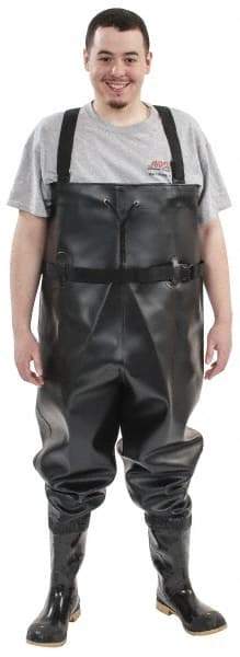 Dunlop Protective Footwear - Men's Size 12 Medium Width Steel Wader - Black, PVC Upper, 56-3/5" High, Cold Protection, Non-Slip, Waterproof - Americas Industrial Supply