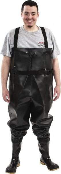 Dunlop Protective Footwear - Men's Size 13 Medium Width Steel Wader - Black, PVC Upper, 56-3/5" High, Cold Protection, Non-Slip, Waterproof - Americas Industrial Supply