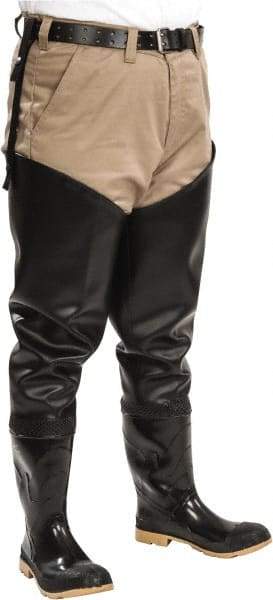 Dunlop Protective Footwear - Men's Size 9 Medium Width Steel Wader - Black, PVC Upper, 35" High, Cold Protection, Non-Slip, Waterproof - Americas Industrial Supply