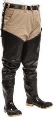 Dunlop Protective Footwear - Men's Size 9 Medium Width Steel Wader - Black, PVC Upper, 35" High, Cold Protection, Non-Slip, Waterproof - Americas Industrial Supply