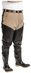 Dunlop Protective Footwear - Men's Size 10 Medium Width Steel Wader - Black, PVC Upper, 35" High, Cold Protection, Non-Slip, Waterproof - Americas Industrial Supply