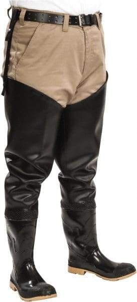 Dunlop Protective Footwear - Men's Size 12 Medium Width Steel Wader - Black, PVC Upper, 35" High, Cold Protection, Non-Slip, Waterproof - Americas Industrial Supply