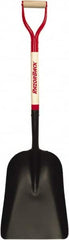 Razor-Back - 17" High x 12" Wide Square Steel Scoop - 27" Long Wood D-Grip Handle, No Step - Americas Industrial Supply