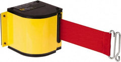 Lavi Industries - 3-1/2" High x 3-1/4" Long x 3-1/4" Wide Retractable Barrier Belt - Aluminum, Powdercoat Finish, Yellow, Use with Upright - Americas Industrial Supply