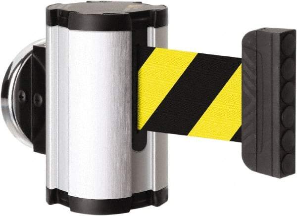 Lavi Industries - 3-1/2" High x 2-1/2" Long x 2-1/2" Wide Magnetic Wall Mount Barrier - Aluminum, Satin Chrome Finish, Satin Aluminum, Use with Magnetic Wall Mount Barriers - Americas Industrial Supply