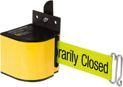 Lavi Industries - 3-1/2" High x 3-1/4" Long x 3-1/4" Wide Retractable Barrier Belt - Aluminum, Powdercoat Finish, Yellow, Use with Upright - Americas Industrial Supply