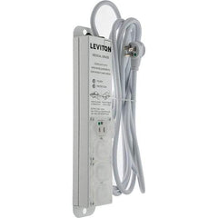 Leviton - 4 Outlets, 125 VAC15 Amps, 15' Cord, Surge Power Outlet Strip - Wall/Surface Mount, 5-20 NEMA Configuration, 1' Strip, UL 60601-1 - Americas Industrial Supply