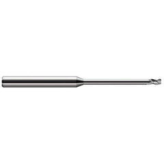 Corner Radius End Mill: 0.078″ Dia, 0.117″ LOC, 1/64″ Radius, 3 Flutes, Solid Carbide 2-1/2″ OAL, 1/8″ Shank Dia, 30 ° Helix, Bright/Uncoated, Corner Radius End