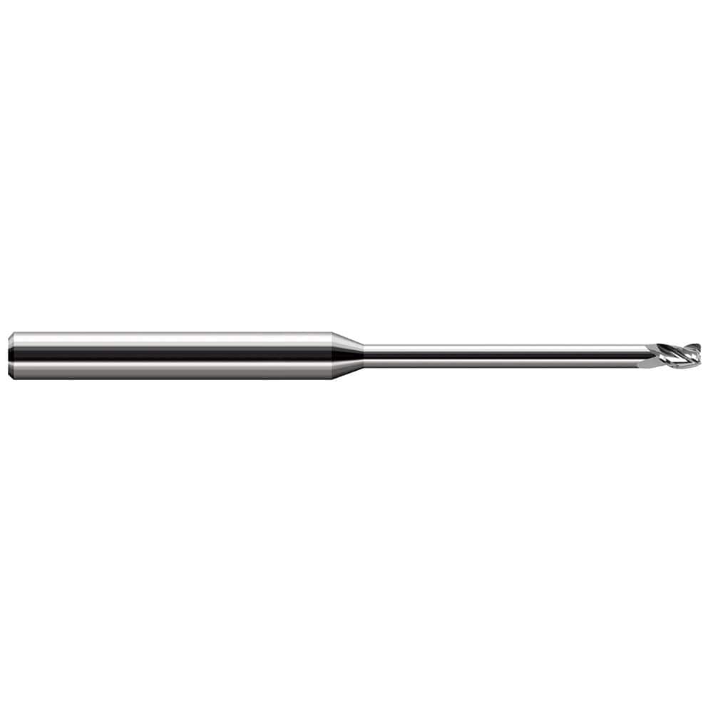 Corner Radius End Mill: 0.078″ Dia, 0.117″ LOC, 0.005″ Radius, 3 Flutes, Solid Carbide 2-1/2″ OAL, 1/8″ Shank Dia, 30 ° Helix, Bright/Uncoated, Corner Radius End