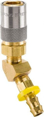 Parker - Nonthreaded Brass Hydraulic Hose Push-Lok Hose Barb Coupler & 45° Fitting - 200 psi, 6 GPM, 1/2" Hose Diam, Series Moldmate - Americas Industrial Supply