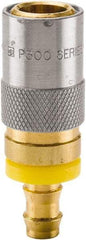 Parker - Nonthreaded Brass Hydraulic Hose Push-Lok Hose Barb Coupler & Straight Fitting - 200 psi, 6 GPM, 1/2" Hose Diam, Series Moldmate - Americas Industrial Supply