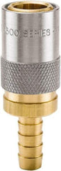 Parker - Nonthreaded Brass Hydraulic Hose Hose Barb Coupler & Straight Fitting - 200 psi, 3 GPM, 3/8" Hose Diam, Series Moldmate - Americas Industrial Supply