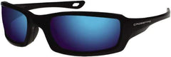 CrossFire - Blue Mirror Lenses, Framed Safety Glasses - Scratch Resistant, Metallic Blue Frame, Size Universal, Wrap Around - Americas Industrial Supply