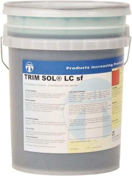 Master Fluid Solutions - Trim SOL LC sf, 5 Gal Pail Cutting & Grinding Fluid - Water Soluble, For Cutting, Grinding - Americas Industrial Supply