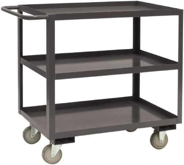 Durham - 1,200 Lb Capacity, 18" Wide x 36" Long x 37-5/8" High Service Cart - 3 Shelf, Steel, 2 Rigid/2 Swivel Casters - Americas Industrial Supply