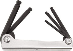 Bondhus - 5 Piece Fold-Up Ball End Hex Key Set - Hex Range 3/16 to 3/8", Protanium High Torque Steel - Americas Industrial Supply