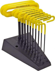 Bondhus - 10 Piece T-Handle Cushion Grip Hex Key Set - Hex Range 3/32 to 3/8", Protanium High Torque Steel - Americas Industrial Supply