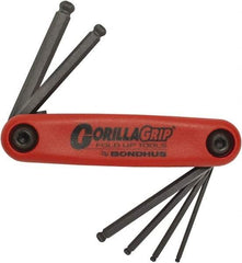 Bondhus - 6 Piece Fold-Up Hex Key Set - Hex Range 2 to 6mm, Protanium High Torque Steel - Americas Industrial Supply