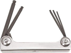 Bondhus - 5 Piece Fold-Up Ball End Hex Key Set - Hex Range 1.5 to 4mm, Protanium High Torque Steel - Americas Industrial Supply