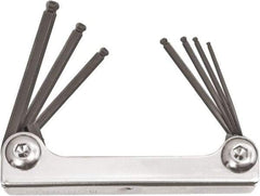 Bondhus - 7 Piece Fold-Up Ball End Hex Key Set - Hex Range 1/16 to 5/32", Protanium High Torque Steel - Americas Industrial Supply