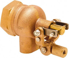 Control Devices - 1" Pipe, Brass, Angle Pattern-Single Seat, Mechanical Float Valve - 115 psi, FIP End Connections - Americas Industrial Supply