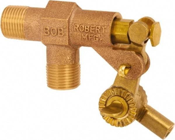 Control Devices - 3/8" Pipe, Brass, Angle Pattern-Single Seat, Mechanical Float Valve - 125 psi, MIP End Connections - Americas Industrial Supply